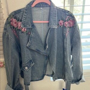 Floral  hand painted Denim Jacket